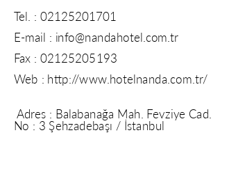 Nanda Hotel iletiim bilgileri